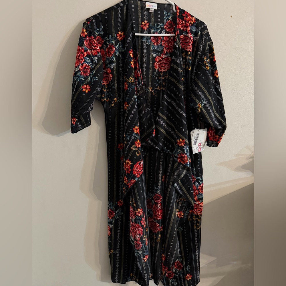 LuLaRoe Black Floral Kimono